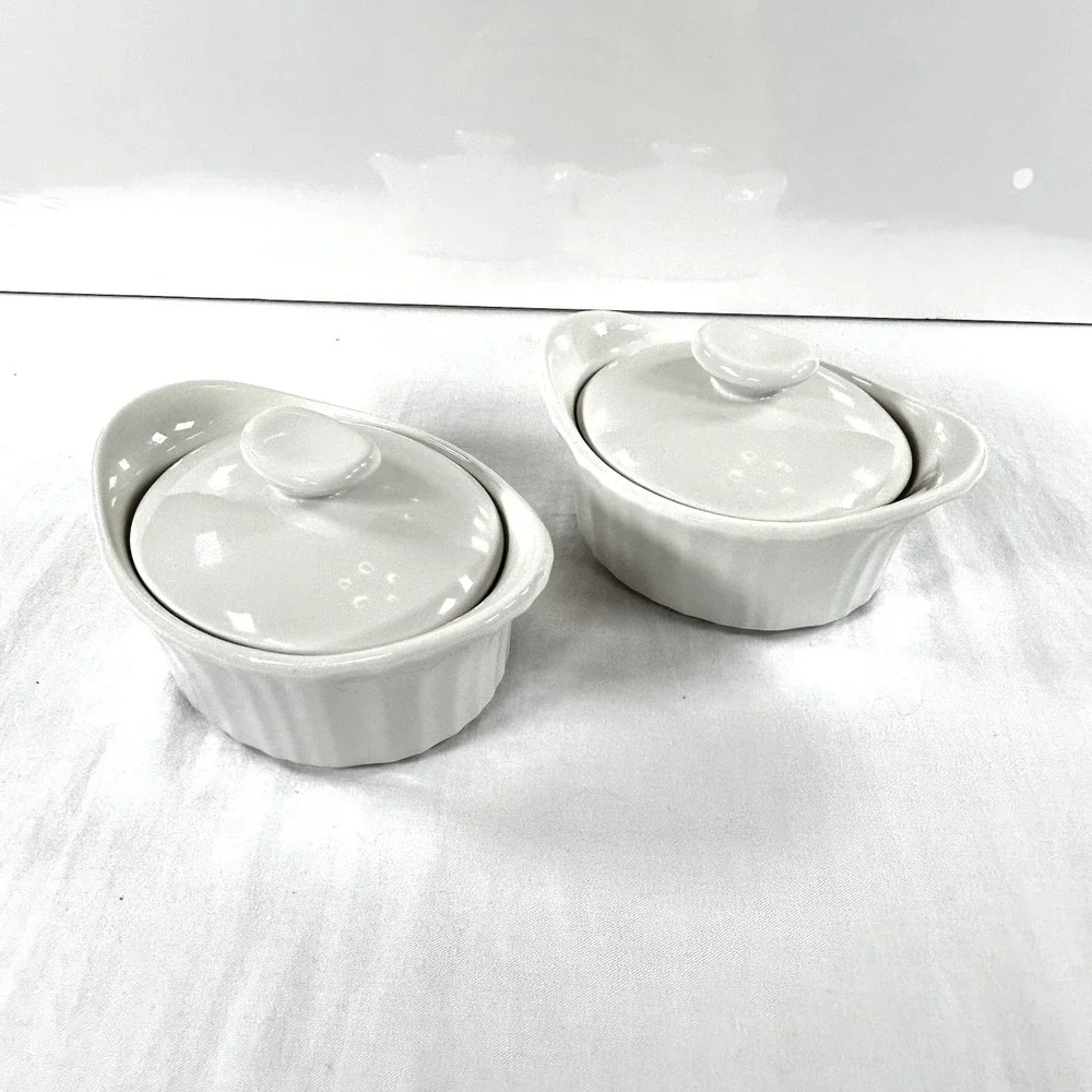 CorningWare Stoneware Mini Desert Cassrole Baker 7.7oz 227ml French White RARE